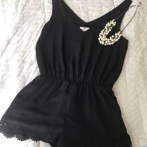 Bar III Black romper with lace detail